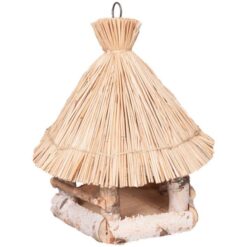 Bird Table Aloha - Ξύλινη Ταΐστρα Άγριων Πτηνών Με Καλαμένια Σκεπή 32x32x36cm