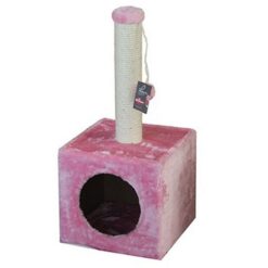 Cat Tree "Cube" - Ονυχοδρόμιο Ροζ 31x31x67cm + Δώρο 2 Μπολ Φαγητού Νερού Αξίας 15,00€