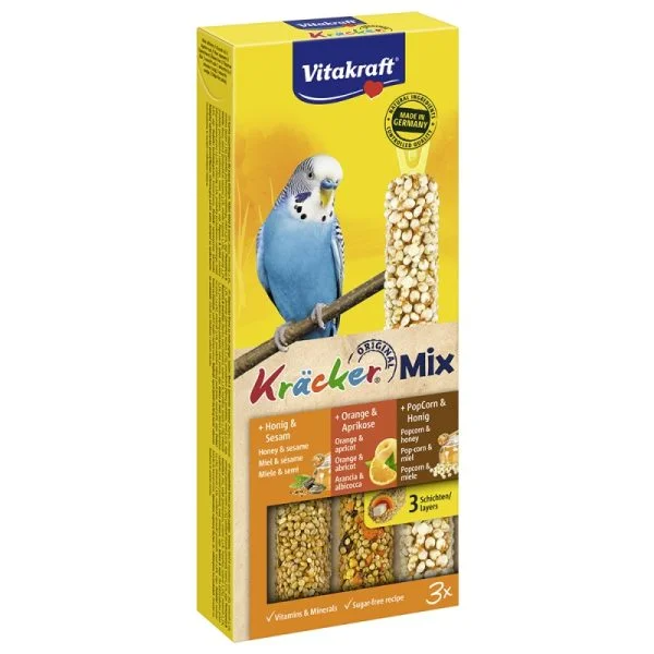 Vitakraft Kracker Trio Για Παπαγαλάκια Μέλι Φρούτα Ποπ Κορν 3 τεμ.