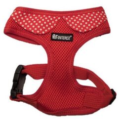 Mesh Harness With Collar - L : Μήκος 20cm, Περιφέρεια 48-65cm, Λαιμός 37,5cm, Κόκκινο