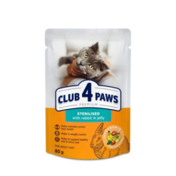 CLUB4PAWS Sterilized κοτόπουλο σε ζελέ για στειρωμένες γάτες 80gr