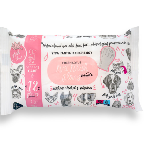 Υγρό Γάντι Καθαρισμού Wet Glove Fresh Lotus – 12 Τεμάχια